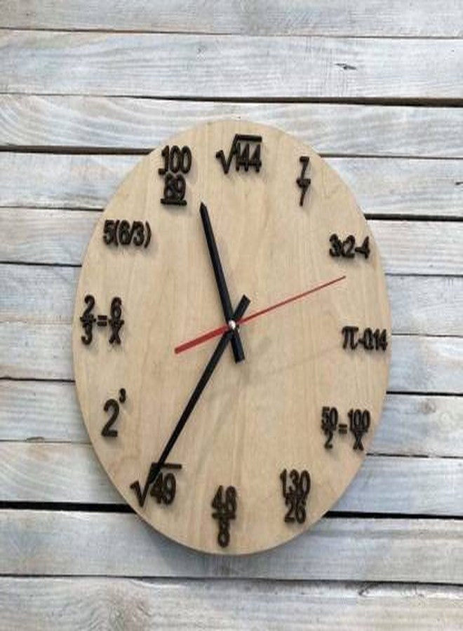 NABSTER Math Formula Wall Clock Nerdy Contemporary Wall Clock Black Round Time Clock Home Decor Student Teacher Unique Gift for Maths Lover (12 inch) (Dark Brown-Black) - Image 1